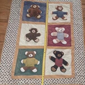 Cracker Barrel Quilt 3D Teddy Bear Plush 56" x 48" Blanket Nursery Baby Toddler